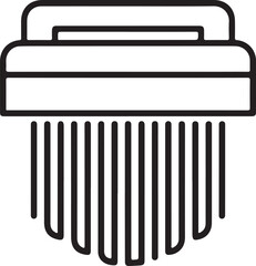 Simple line art icon of a paper shredder destroying documents