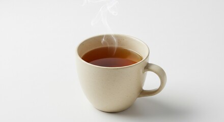 Fototapeta premium Warmer Tee dampft sanft helle Beleuchtung minimalistisches Design. AI Generated