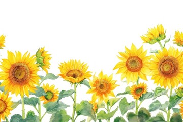 Fototapeta premium Sunflower field backgrounds plant white background.