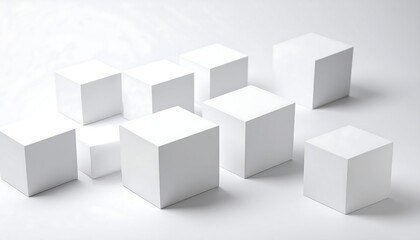 Abstract arrangement of white cubes