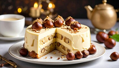 Delicious chestnut cake slice