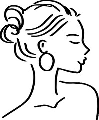 Minimalist line art of woman's face profile for aesthetic design