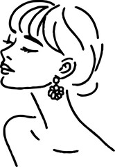 Minimalist line art of woman's face profile for elegant bohemian design