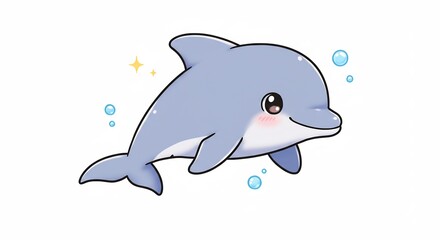 Naklejka premium Niedlicher Delphin schwimmt fr�hlich im hellen Licht. AI Generated