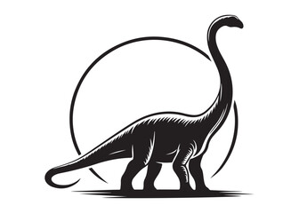 brachiosaurus logo silhouette vector, brontosaurus silhouette vector logo illustration, silhouette of a brachiosaurus dinosaur, animal wildlife brontosaurus logo silhouettes vector on white background