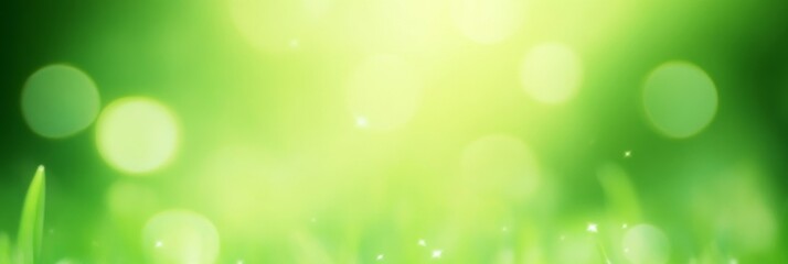 Fototapeta premium Vibrant Abstract Springtime Serenity with Light, Bokeh Effects, and Lush Green Background Hues