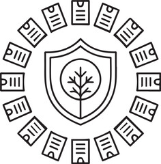 Obraz premium Environmental Law Icon with Tree and Shield Symbol for Sustainability and Legal Protection
