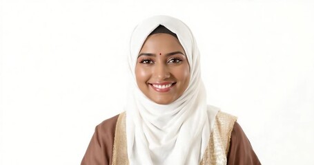 Honoring personal and cultural identity, a smiling young woman with a hijab proudly celebrates World Heritage Day
