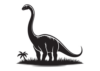 brachiosaurus logo silhouette vector, brontosaurus silhouette vector logo illustration, silhouette of a brachiosaurus dinosaur, animal wildlife brontosaurus logo silhouettes vector on white background