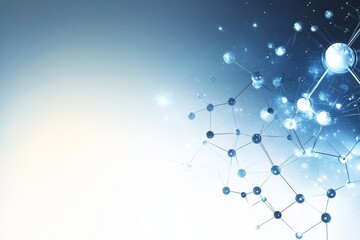 Futuristic Light Blue Medical Backdrop Featuring Chemical Compounds and Scientific Network Design