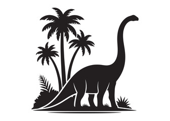 brachiosaurus logo silhouette vector, brontosaurus silhouette vector logo illustration, silhouette of a brachiosaurus dinosaur, animal wildlife brontosaurus logo silhouettes vector on white background © Adobe design