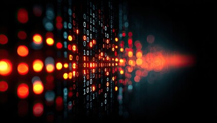 Abstract digital code matrix with vibrant light effects