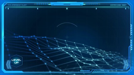 Futuristic hud interface with digital landscape and level up - Powered by Adobe