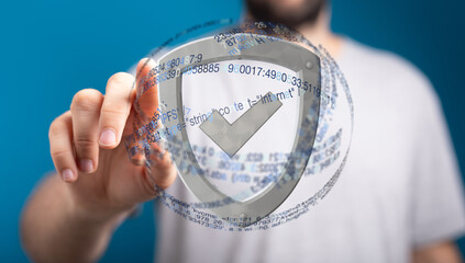 Secure your data with robust protection.  Cybersecurity shield concept.