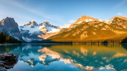 Naklejka premium Majestic Mountain and Lake Reflection Created with Generative AI technology