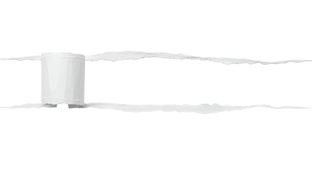 Photorealistic flat lay of thick white paper precisely torn, revealing a pristine layer with sharp textures on a transparent background, minimal shadows, concept of revelation and transformation