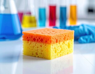 Laboratory sponge for cleaning with colorful labware