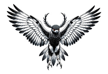 Fototapeta premium White Owl Wings Spread, Glossy Feather Details on Transparent Background, Digital Illustration