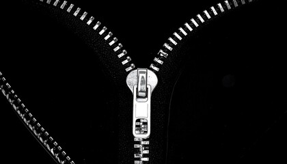 Close-up of a zipper against black background