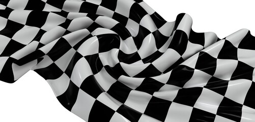 High-quality image of a black and white checkered racing flag, dramatically draped.