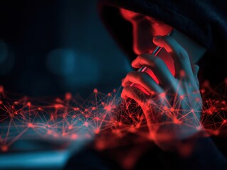 System hacked warning alert, Man using smartphone with Fraud call center or cyber attack network. Cyber security and cybercrime. Compromised information internet.