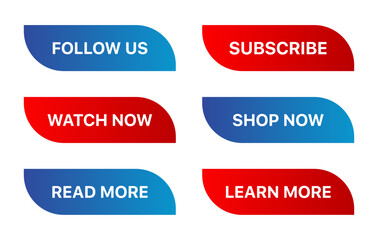 Call-to-Action Button Set with Subscribe Follow Watch Shop Read Learn Labels for Social Media
