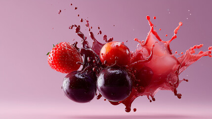 grape juice and strawberries and grapes