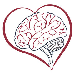 Heart shaped brain illustration with abstract elements