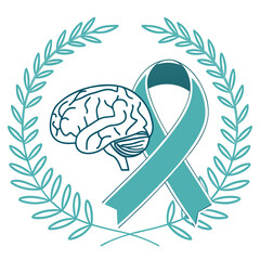 World mental health day badge design with brain illustration