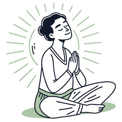 Serene meditation pose with gentle light illustration