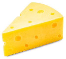 Cheese Sliced isolated on white background, Hard Cheese on white, with Clipping path, High resolution focus stacking photography.