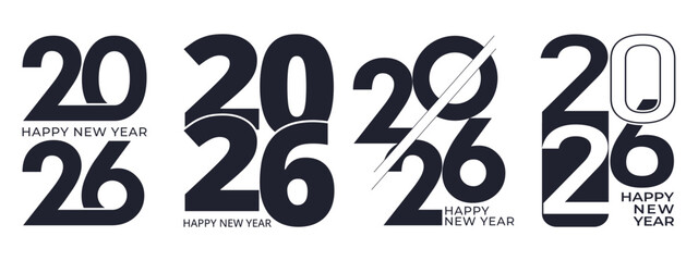 Set of Happy New Year 2026 number design