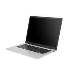 Fototapeta premium Modern silver laptop open and ready for use isolated on a neutral background transparent background