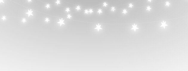 Light christmas garland string xmas holiday festive winter glow illumination creating bright merry decorative star png.