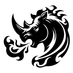 Fire rhinoceros design silhouette