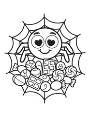 Cute Halloween Coloring Book Pages For Kids,  Vectors Illustration, Line Art, Black & White Designs, Bold-Easy, A4 Size 8.5x11