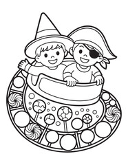 Cute Halloween Coloring Book Pages For Kids,  Vectors Illustration, Line Art, Black & White Designs, Bold-Easy, A4 Size 8.5x11
