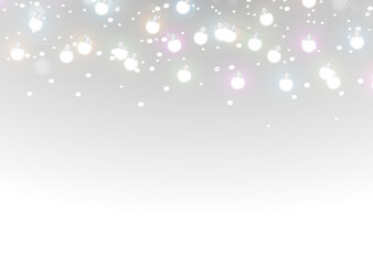 Light christmas garland string xmas holiday festive winter glow decoration with merry lamps, bright bulbs and seasonal star png.