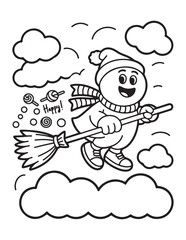 Cute Halloween Coloring Book Pages For Kids,  Vectors Illustration, Line Art, Black & White Designs, Bold-Easy, A4 Size 8.5x11