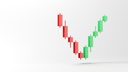 Abstract candlestick chart. Isolated. Copy space. 3d illustration.