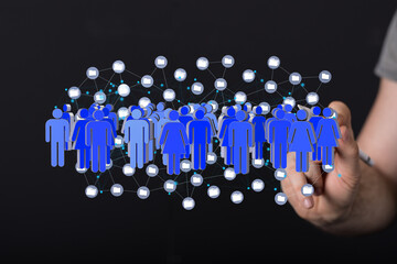 Digital illustration showing a network of interconnected people, representing online community, social media, or global collaboration.