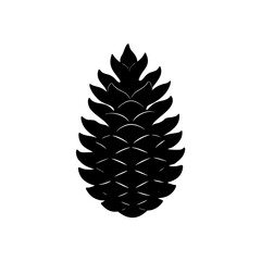 Silhouette illustration of a pine cone on transparent background