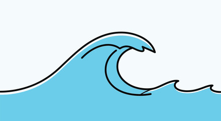 Obraz premium Ocean Wave Illustration, Nature Scene, Abstract Art, Minimalist Design, Calm Environment, Simple Viewpoint, Conceptual Representation