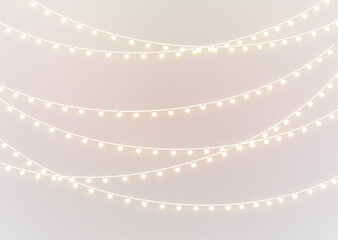 Bright glowing christmas garland with festive lamps png.