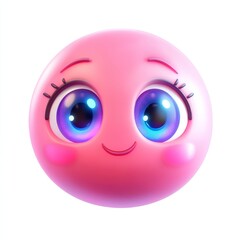 Naklejka premium Charming Pink Emoji with Big Eyes and a Sweet Smile, Perfect for Expressive Digital Communication