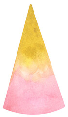 Watercolor Party Hat. Birthday and New Year Celebration Cone Hat Illustration