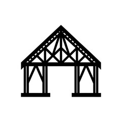Simple black building outline on transparent background silhouette