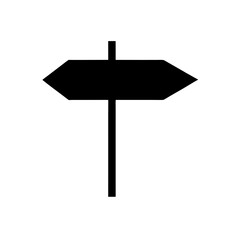 Simple black direction sign on transparent background silhouette