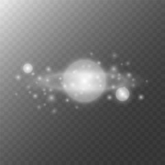 An abstract planet with sparkling particles and stars.