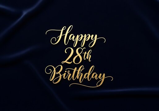 Elegant golden text happy 28th birthday